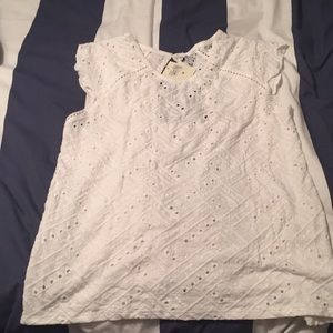 Lucky brand white eyelet cap sleep top.